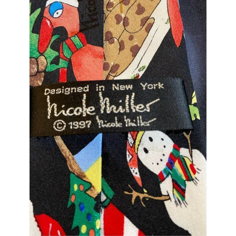Nicole Miller men’s vintage, 1997 weird creepy Christmas silk tie 58
